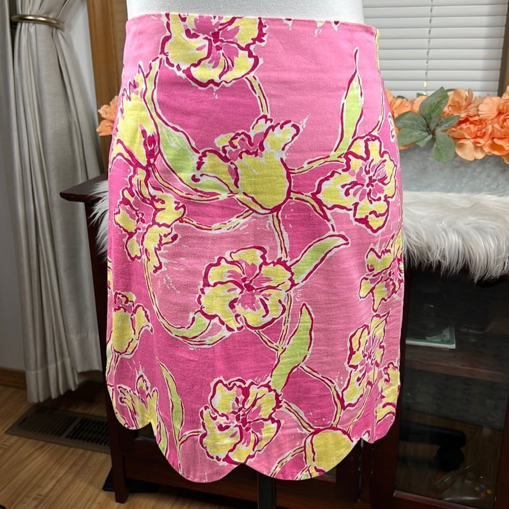 Lilly Pulitzer Womens Pink Lynnie Scalloped Hem Skirt Size 8